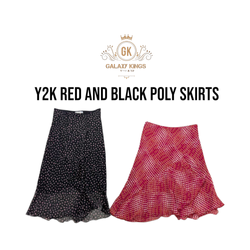 Gonne in poliestere rosso e nero Y2K