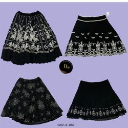 Bold Y2K Black Cotton Skirt with Printed Details –..