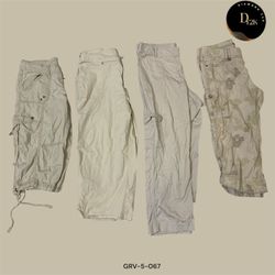 Vintage Vibes: Y2K Cream Cargo Capri Pants for the..