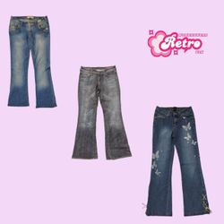 Y2K Unique Flared Denim Jeans (May-24)