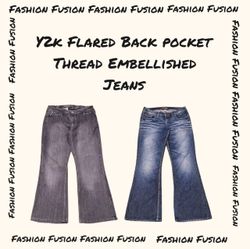 (FF-887) Y2K flared jeans Back embroidered