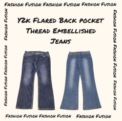 (FF-888) Y2K Flared Jeans Beaded