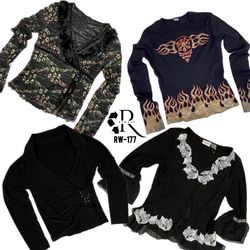 Y2K All Black Gothic Full Sleeve Tops (RW-177)