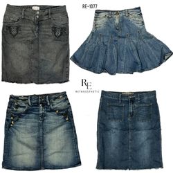 Y2K Cyber Girl Era Denim Midi Skirts (RE-1077)