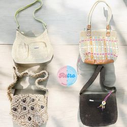 Knitted Vintage Fabric Bags: 10 Pcs