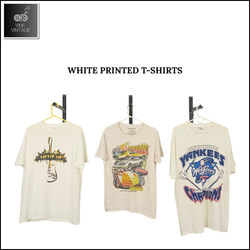 WHITE PRINTED T-SHIRTS - 10 PCS (BUNDLE 7)