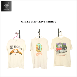 WHITE PRINTED T-SHIRTS - 10 PCS (BUNDLE 9)