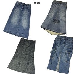 Y2K Britney Era Denim Maxi Skirts (AA-058)