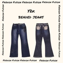 FF-901 Y2k jeans com contas e embellishments