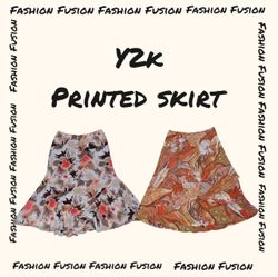 Saia casual impressa em tom de pele FF-905 y2k
