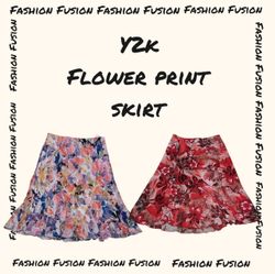 FF-909 y2k flowers print skirts