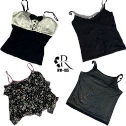 Y2K All Black Rave Cami Tops