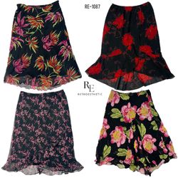 Y2K Date Night Floral Poly Skirts (RE-1087)