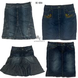 Y2K IT Girl Denim Midi Skirts (RE-1094)