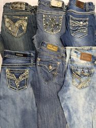 R68 Ladies Y2k Embellished Flared Jeans-13