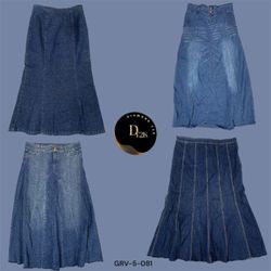 Y2K Blue Denim Long Skirt – Vintage 2000s Retro St..