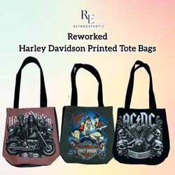 Borsa a spalla stampata rielaborata Harley Davidso..