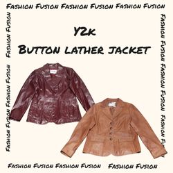 Chaquetas de cuero FF-913 y2k con botones.