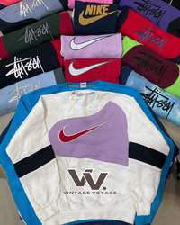 Nike/Stussy estilo rework moletom com gola careca ..