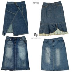 Y2K Cyber Girl Era Gonne Midi in Denim (RE-1100)