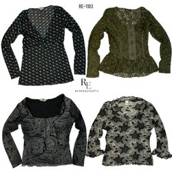 Y2K Earthy Tone Full Sleeve Mesh Tops (RE-1103)