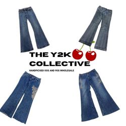 Y2K Embroidered and Embellished Flared Jeans (TEC7..
