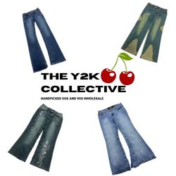 Y2K European Embellished Flare Jeans (TEC45)