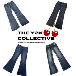Y2K Embroidered and Basic Everyday Flared Jeans (T..