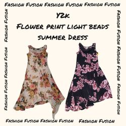FF-920 Y2K summer printed Light bead dress