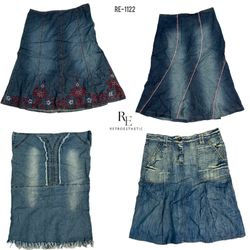 Y2K Unique Denim Midi Skirts (RE-1122)