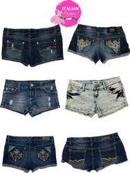 Y2k signature back embellished denim sexy shorts