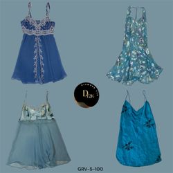 90s Y2K Blue Slip Dress – Soft Satin Dress for Par..