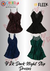 IQ0036 Robes Slip Dark Night Y2k - 10 Pièces