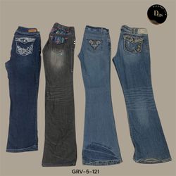 Y2K Embroidered Flared Jeans – Vintage 2000s Aesth..