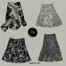 Vintage Y2K Black Printed Poly Skirt – 2000s Aesth..