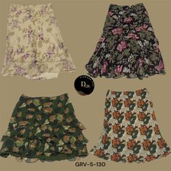 Y2K Floral Printed Poly Skirt – Retro 2000s Vibes,..