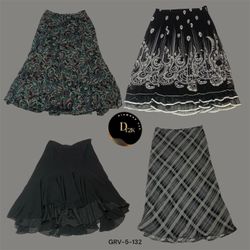 Y2K Printed Black Poly Skirt – Vintage Aesthetic, ..