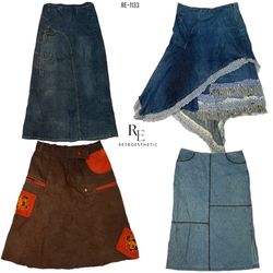 Y2K Unqiue Denim Midi Skirts (RE-1133)