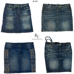 Y2K Cyber Girl Era Denim Midi Skirts (RE-1137)