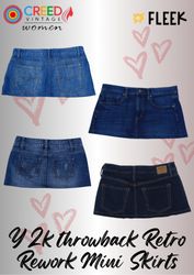 IQ0060 Jupes en denim mini rétro relookées Y2k - 1..