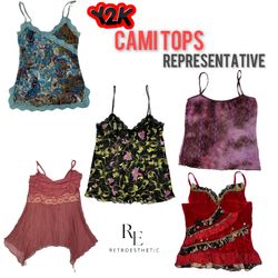 Y2K Representative Cutesy Cami Tops (Mesh & Jersey..