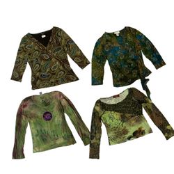 Y2k Earthy Toned Mesh Tops
