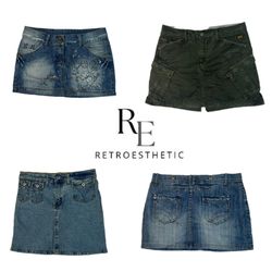 Y2k Unique Denim Mini Skirts (RE-1139)