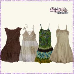 90s/Y2K Everyday Neutrals Spring Cotton Dresses (D..