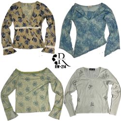 Y2K Soft Girl Era Full Sleeve Mix Mesh Tops (RW-21..
