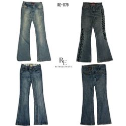 Jeans in denim a vita alta svasati Y2K Cyber Girl ..