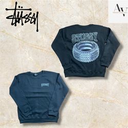 Stussy umgearbeitet Stil Reifen Sweatshirts