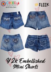 IQ0093 Pantalones Cortos Mini Embellished Y2k - 10..
