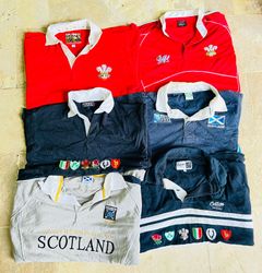 Mélange de cinq chemises de rugby de club vintage