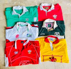 Lot de 7 maillots de rugby vintage club